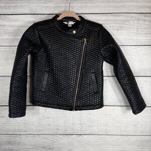 Petit Lem PL Kids Shiny Quilted Biker Moto Zip Jacket Size 7